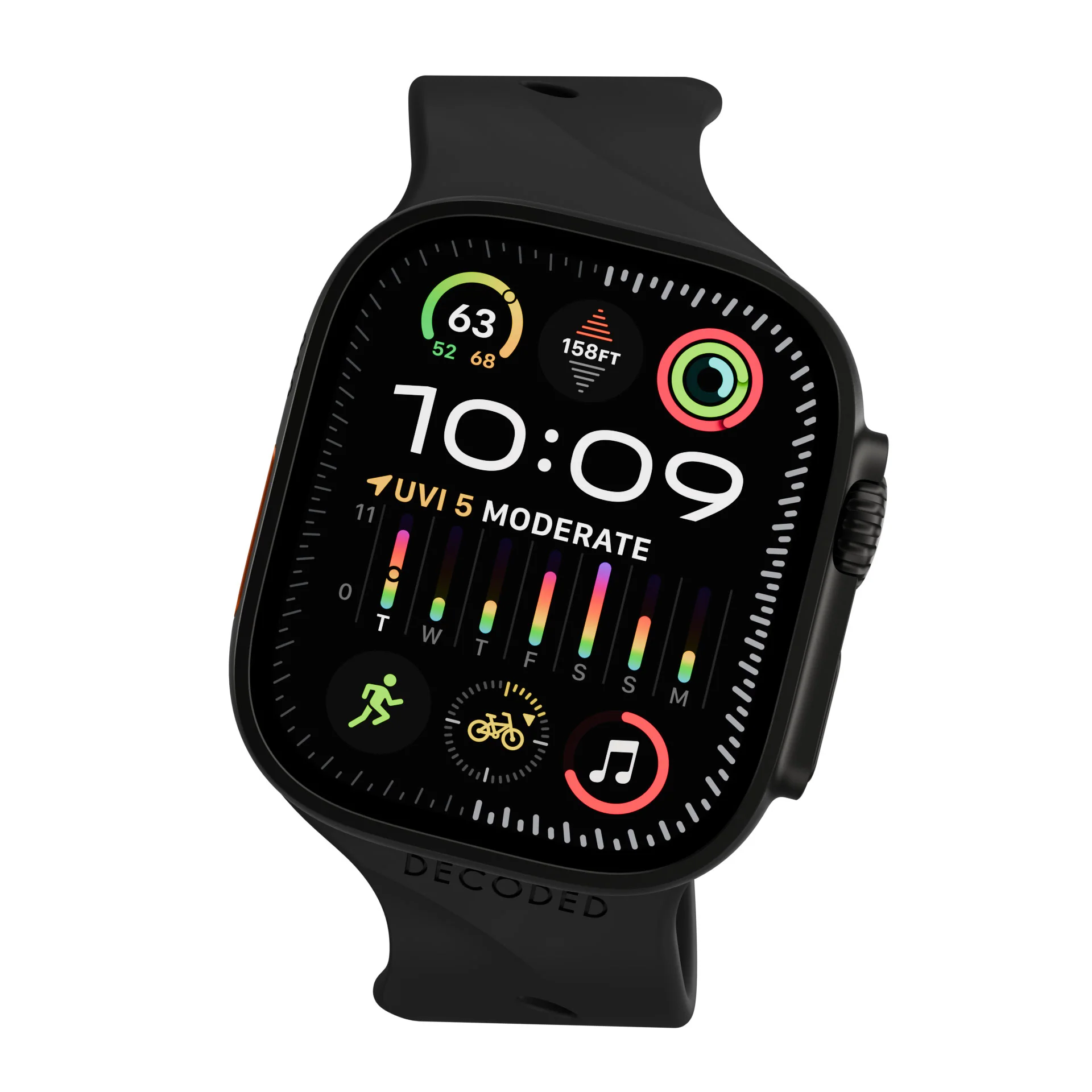 Silicone Ares Splice Buckle Watch Band | Black | 44mm to 49mm | D26AWS46ABS2BK - Image 2
